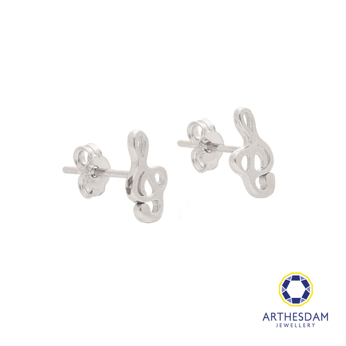 Arthesdam Jewellery 18K White Gold G clef Earrings