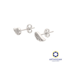 Load image into Gallery viewer, Arthesdam Jewellery 18K White Gold Angel Wing Earrings
