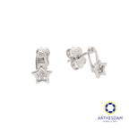 Arthesdam Jewellery 18K White Gold Star Safety Pin Earrings
