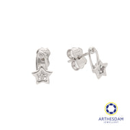 Arthesdam Jewellery 18K White Gold Star Safety Pin Earrings