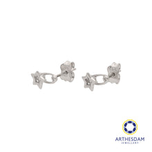 Load image into Gallery viewer, Arthesdam Jewellery 18K White Gold Star Safety Pin Earrings

