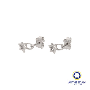 Arthesdam Jewellery 18K White Gold Star Safety Pin Earrings