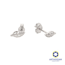 Load image into Gallery viewer, Arthesdam Jewellery 18K White Gold Little Leaf Earrings
