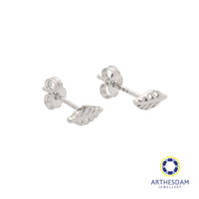 Load image into Gallery viewer, Arthesdam Jewellery 18K White Gold Little Leaf Earrings
