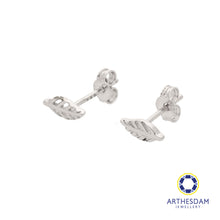 Load image into Gallery viewer, Arthesdam Jewellery 18K White Gold Little Leaf Earrings
