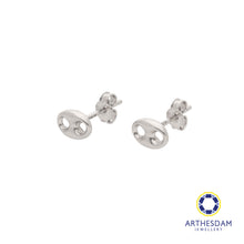Load image into Gallery viewer, Arthesdam Jewellery 18K White Gold Tiny Button Earrings
