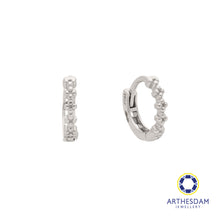 Load image into Gallery viewer, Arthesdam Jewellery 18K White Gold Petite Flower Hoop Earrings
