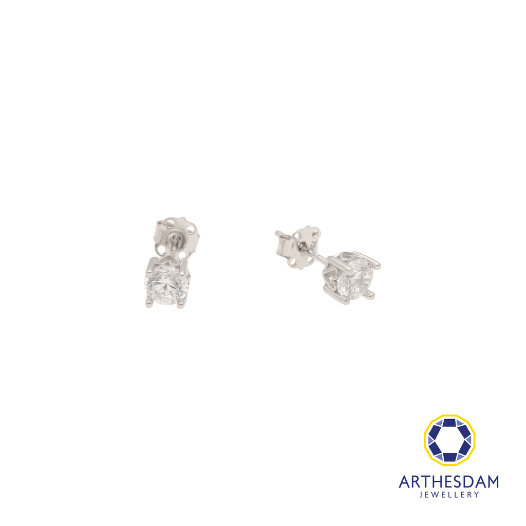 Arthesdam Jewellery 18K White Gold Starry Solitaire Stud Earrings