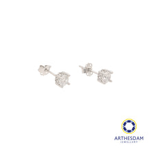 Load image into Gallery viewer, Arthesdam Jewellery 18K White Gold Starry Solitaire Stud Earrings

