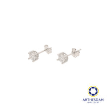 Load image into Gallery viewer, Arthesdam Jewellery 18K White Gold Starry Solitaire Stud Earrings
