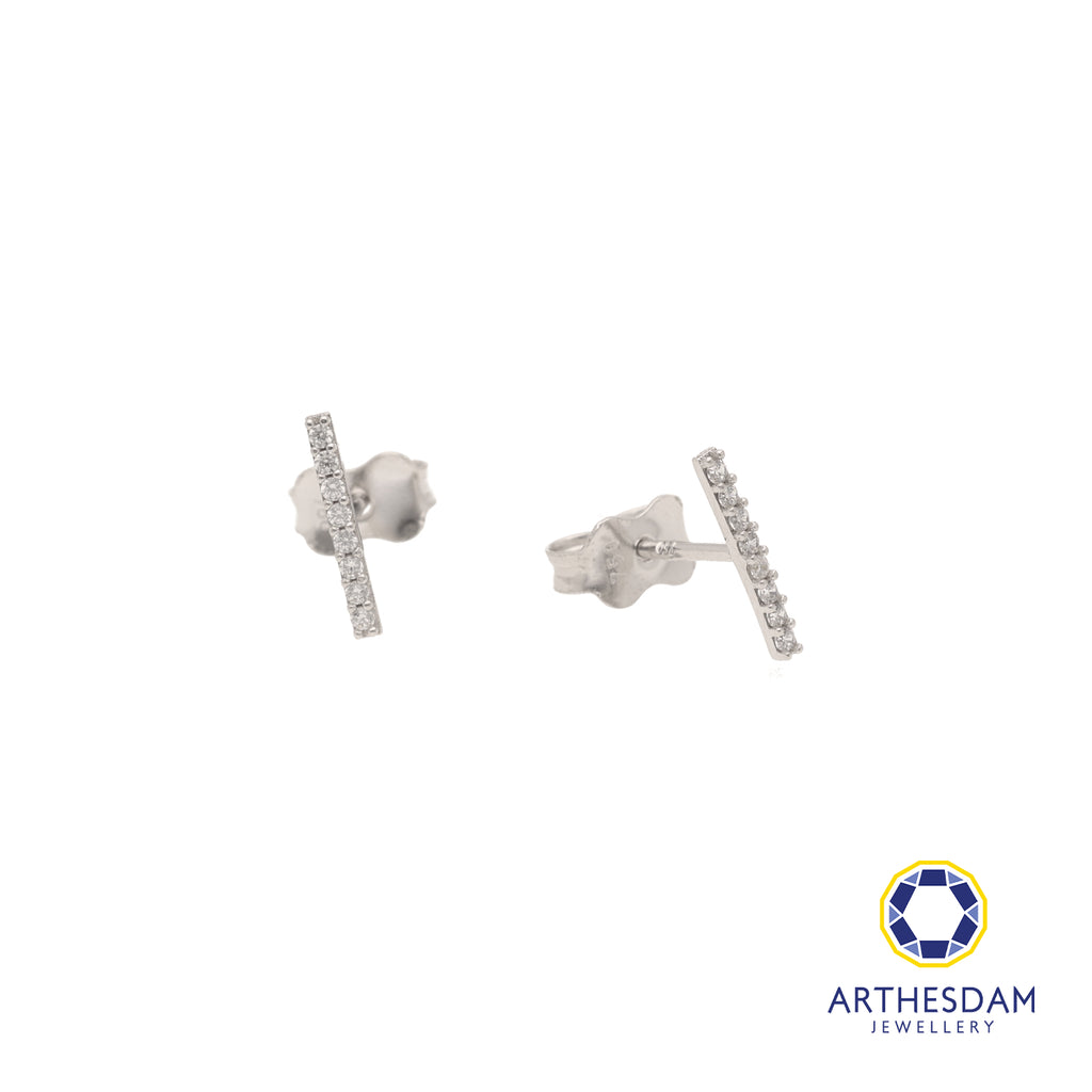 Arthesdam Jewellery 18K White Gold Sparkly Line Stud Earrings