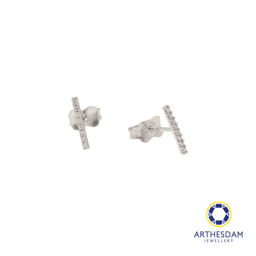 Arthesdam Jewellery 18K White Gold Sparkly Line Stud Earrings