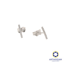 Load image into Gallery viewer, Arthesdam Jewellery 18K White Gold Sparkly Line Stud Earrings

