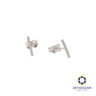 Arthesdam Jewellery 18K White Gold Sparkly Line Stud Earrings