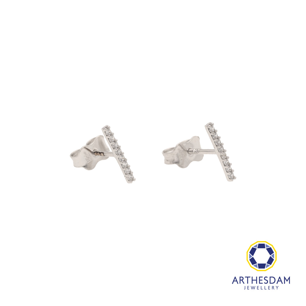 Arthesdam Jewellery 18K White Gold Sparkly Line Stud Earrings