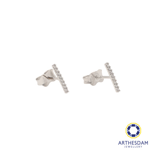 Arthesdam Jewellery 18K White Gold Sparkly Line Stud Earrings