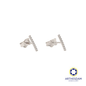 Arthesdam Jewellery 18K White Gold Sparkly Line Stud Earrings