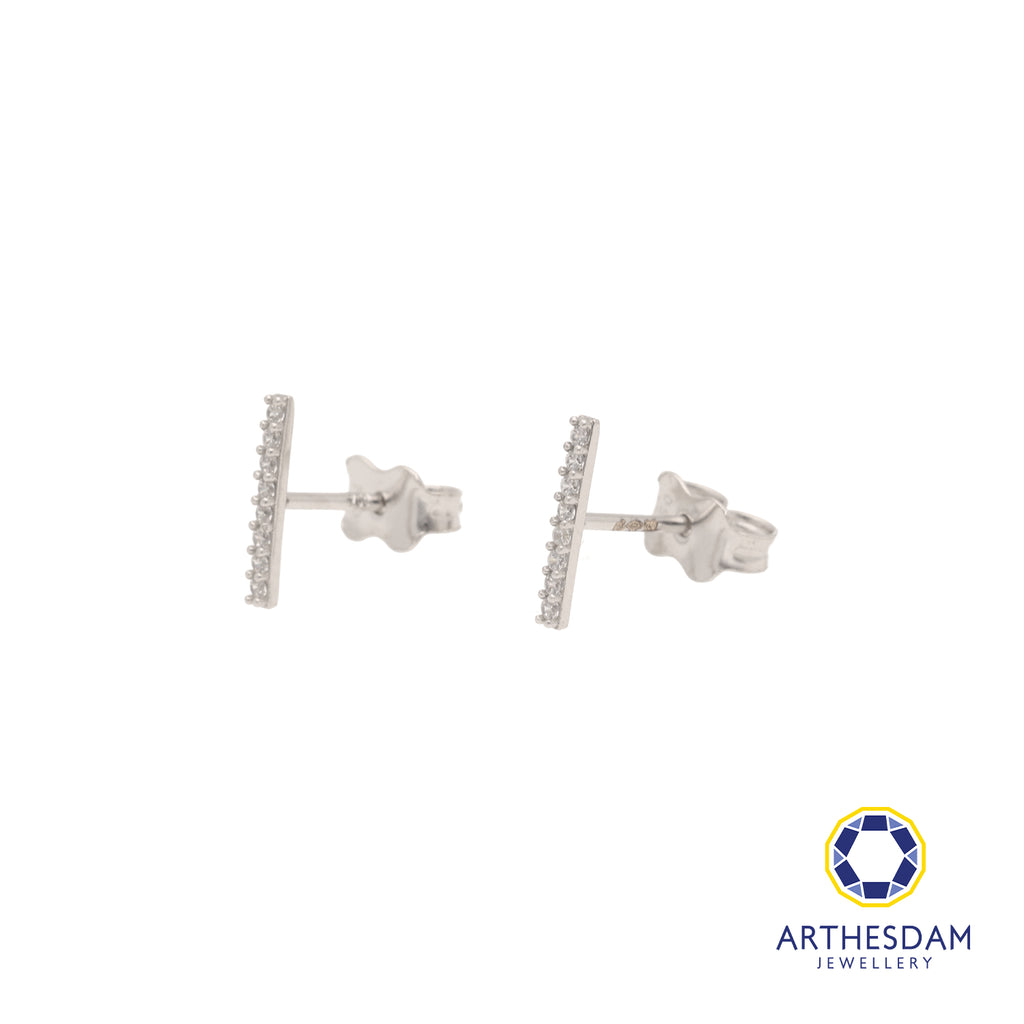 Arthesdam Jewellery 18K White Gold Sparkly Line Stud Earrings