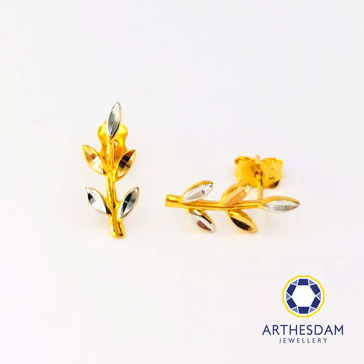 Arthesdam Jewellery 916 Gold Peace Leaves Earrings