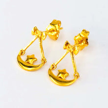 Load image into Gallery viewer, Arthesdam Jewellery 916 Gold Star and Moon Earrings
