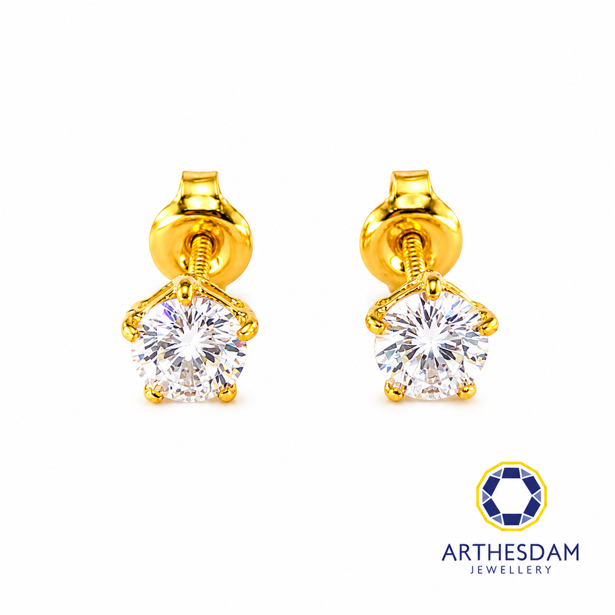 Arthesdam Jewellery 916 Gold Starry Solitaire Earrings