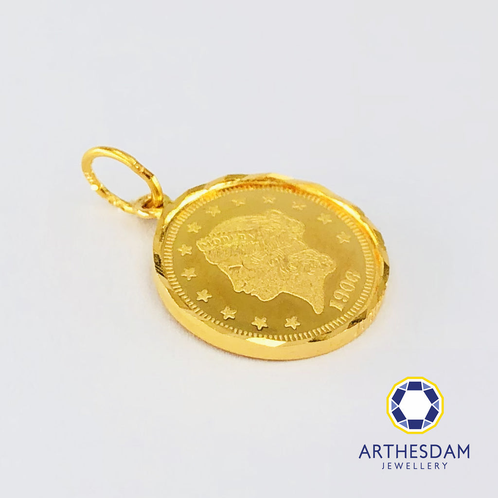 Arthesdam Jewellery 916 Gold Noble Queen Coin Pendant