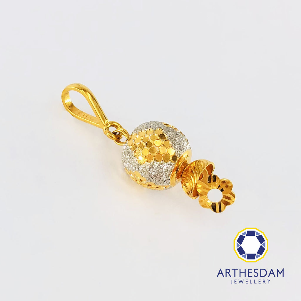 Arthesdam Jewellery 916 Gold Sparkle Ball with Flower Pendant