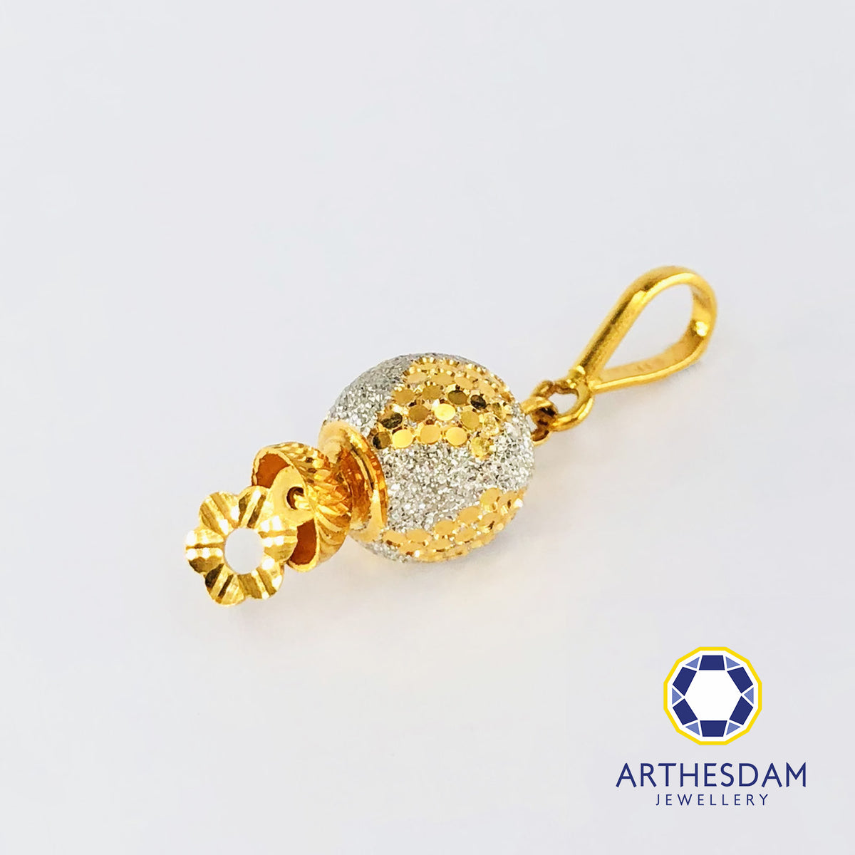 Arthesdam Jewellery 916 Gold Sparkle Ball with Flower Pendant