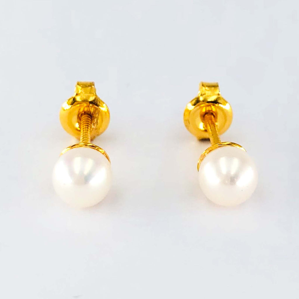 Arthesdam Jewellery 916 Gold Dainty Pearl Earrings