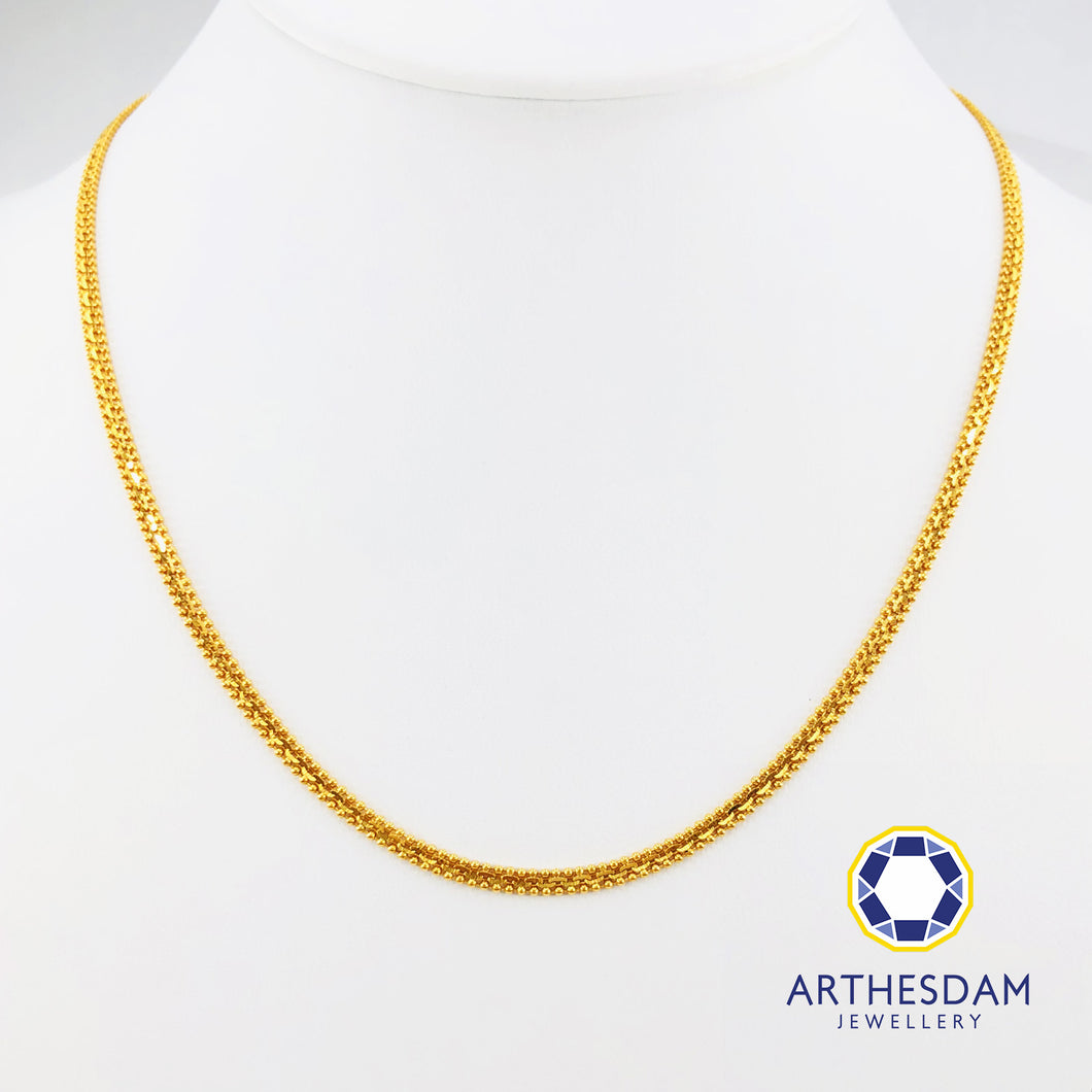 Arthesdam Jewellery 916 Gold Dainty Beads Necklace Chain