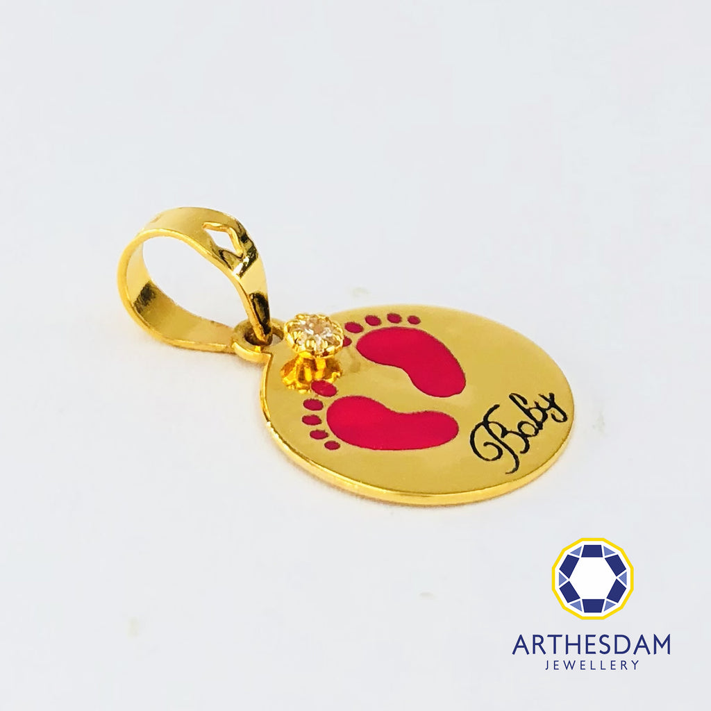 Arthesdam Jewellery 916 Gold Baby Footprints Tag Pendant