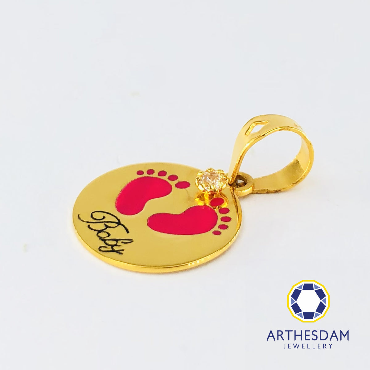 Arthesdam Jewellery 916 Gold Baby Footprints Tag Pendant