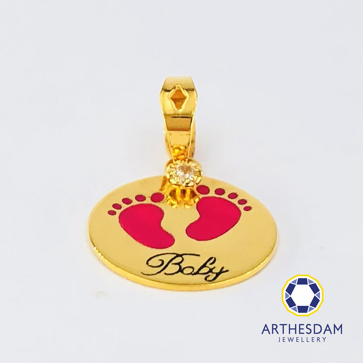 Arthesdam Jewellery 916 Gold Baby Footprints Tag Pendant