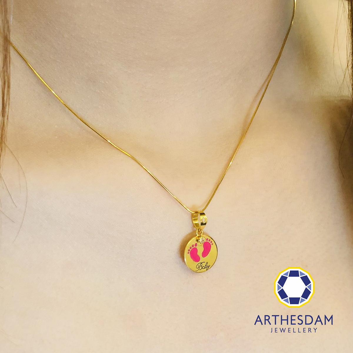 Arthesdam Jewellery 916 Gold Baby Footprints Tag Pendant