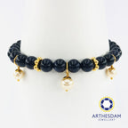 Arthesdam Jewellery 916 Gold Dangling Pearls Bluesand Quartz Bracelet