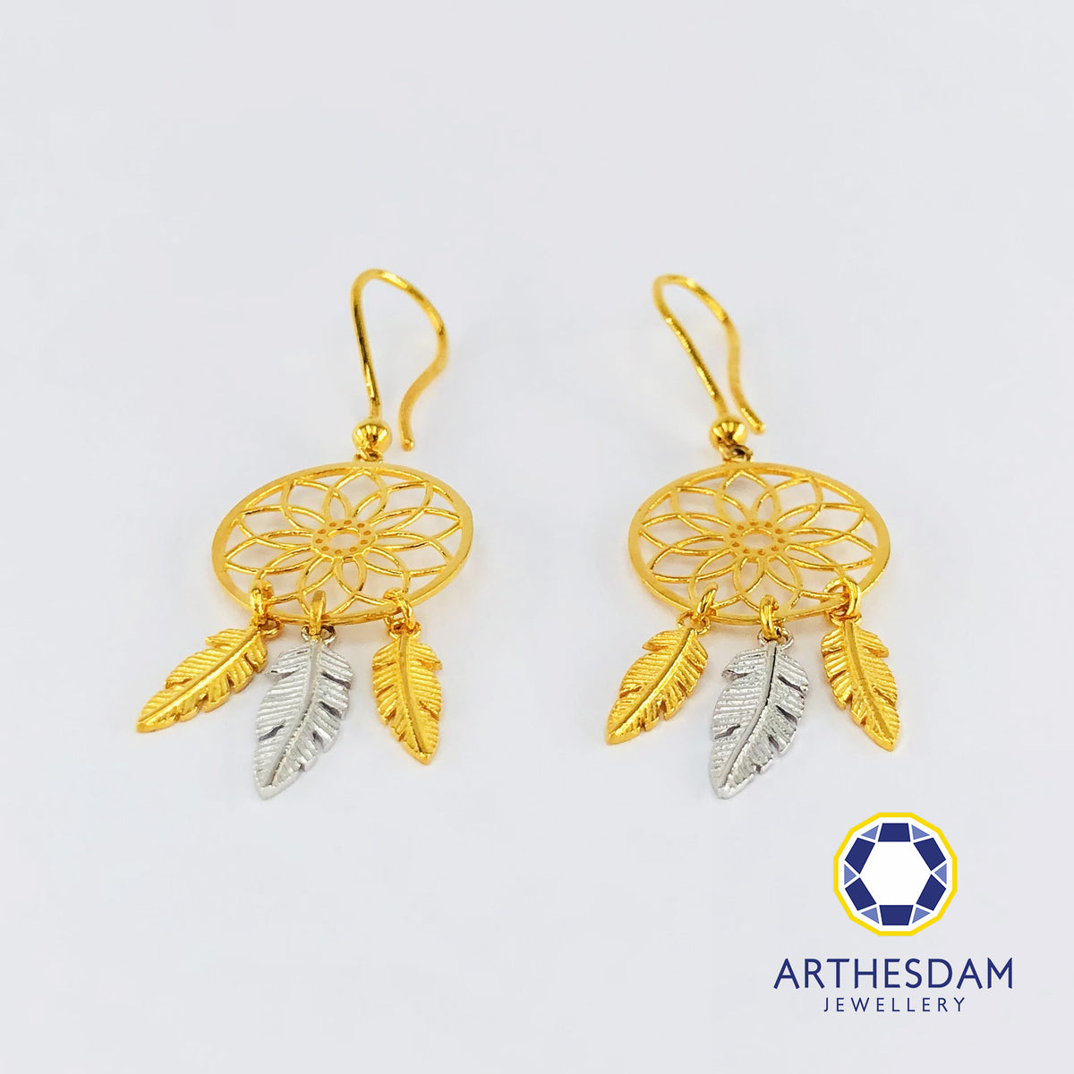 Arthesdam Jewellery 916 Gold Two-toned Dreamcatcher Earrings