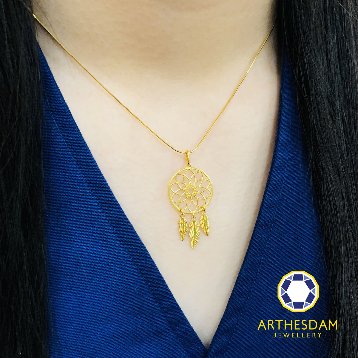 Arthesdam Jewellery 916 Gold Intricate Dreamcatcher Pendant