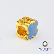 Load image into Gallery viewer, Arthesdam Jewellery 916 Gold Pastel Blue Clover Spacer Charm
