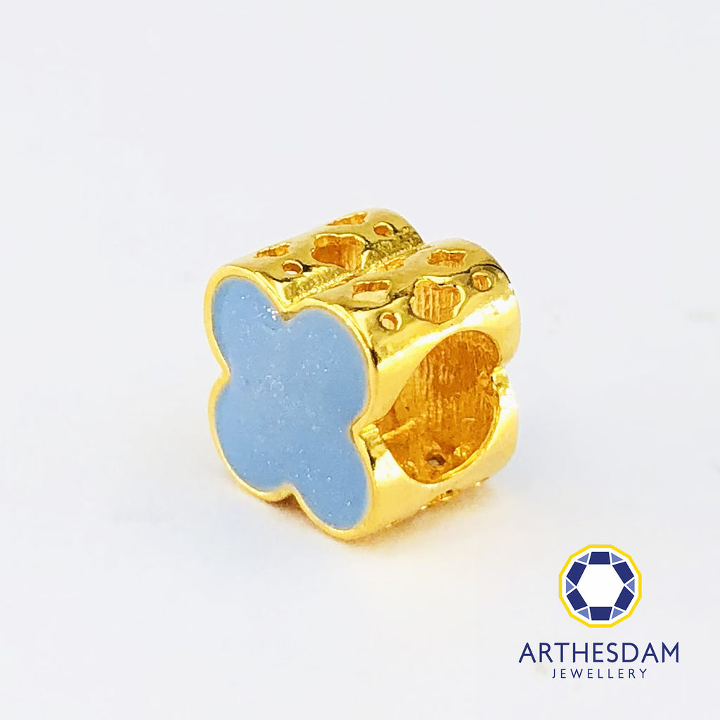Arthesdam Jewellery 916 Gold Pastel Blue Clover Spacer Charm