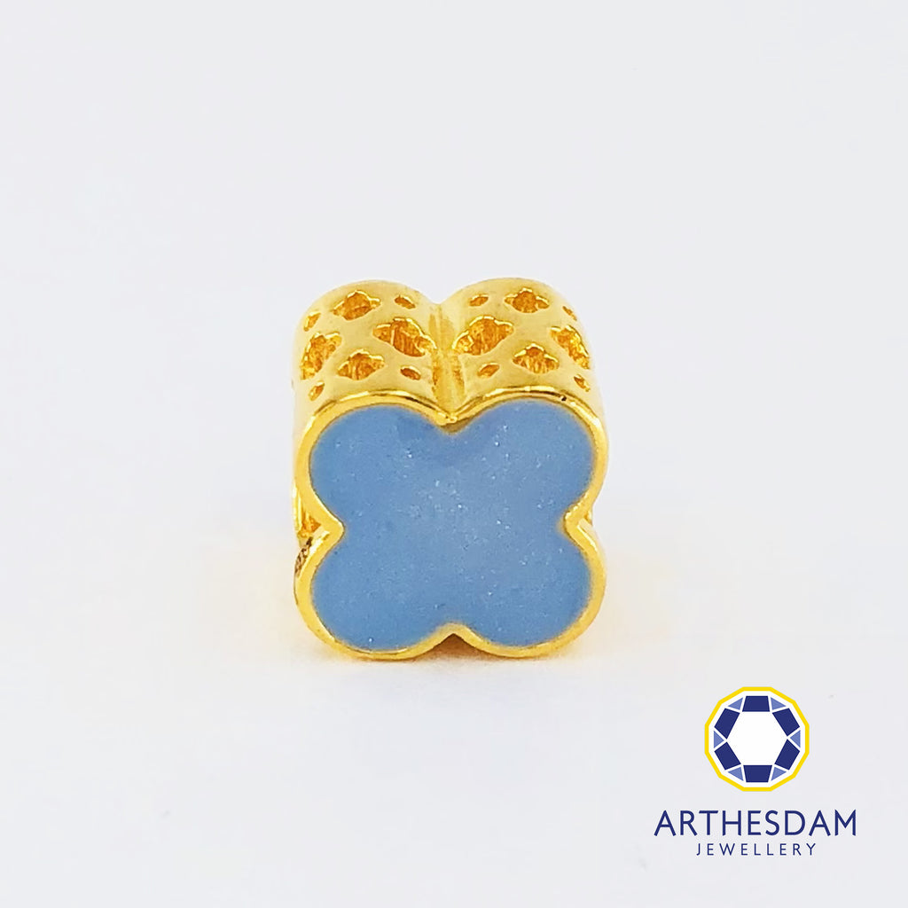 Arthesdam Jewellery 916 Gold Pastel Blue Clover Spacer Charm