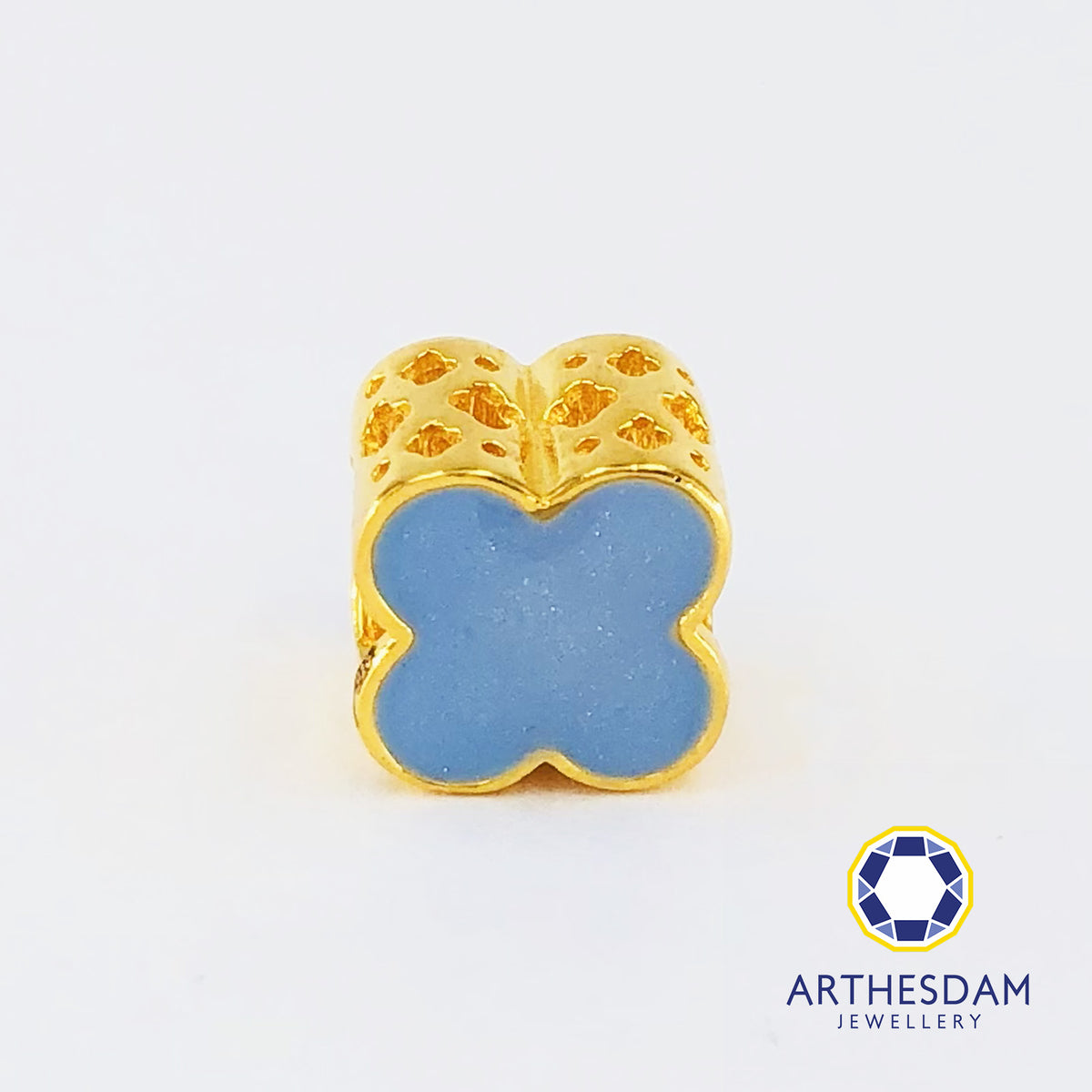 Arthesdam Jewellery 916 Gold Pastel Blue Clover Spacer Charm