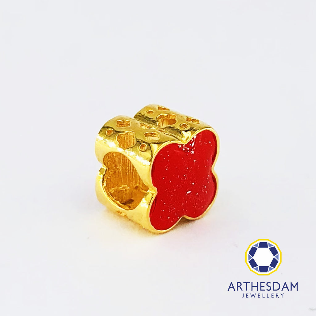Arthesdam Jewellery 916 Gold Crimson Clover Spacer Charm