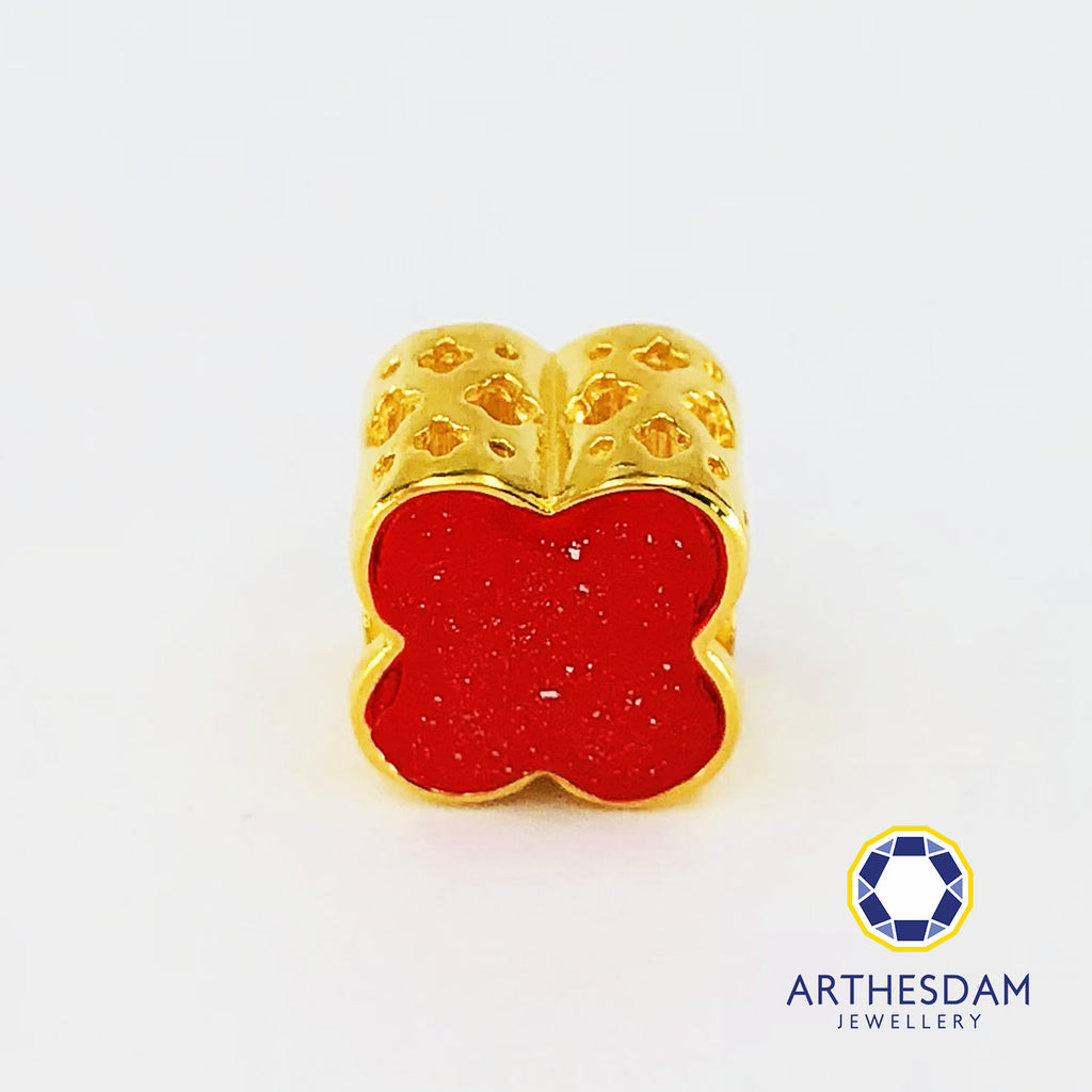 Arthesdam Jewellery 916 Gold Crimson Clover Spacer Charm