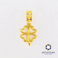 Arthesdam Jewellery 916 Gold Dangling Lucky Clover Charm