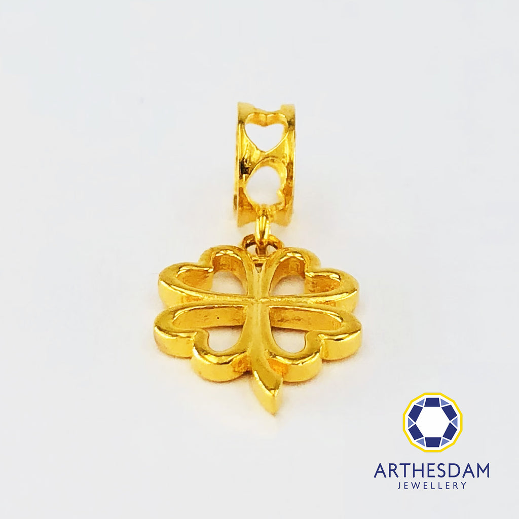 Arthesdam Jewellery 916 Gold Dangling Lucky Clover Charm