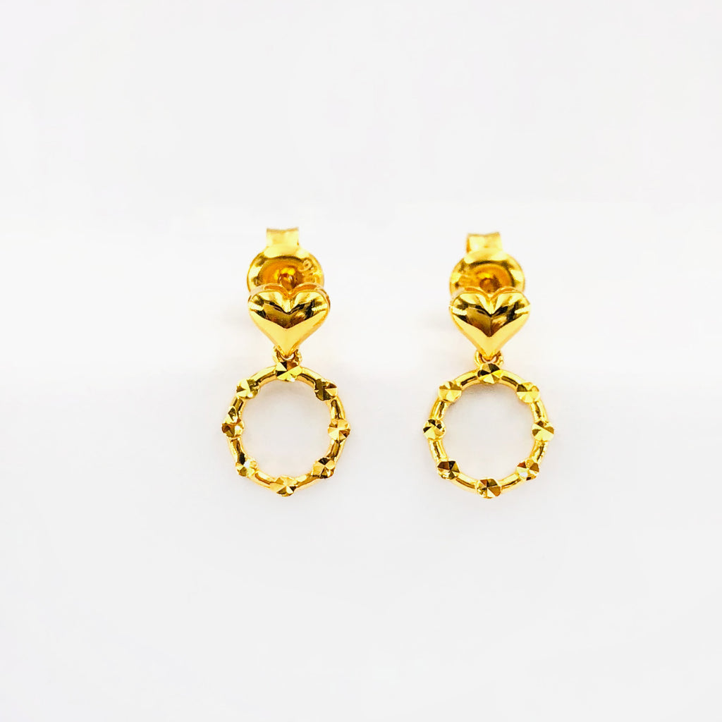 Arthesdam Jewellery 916 Gold Heart Dangling Circle Earrings