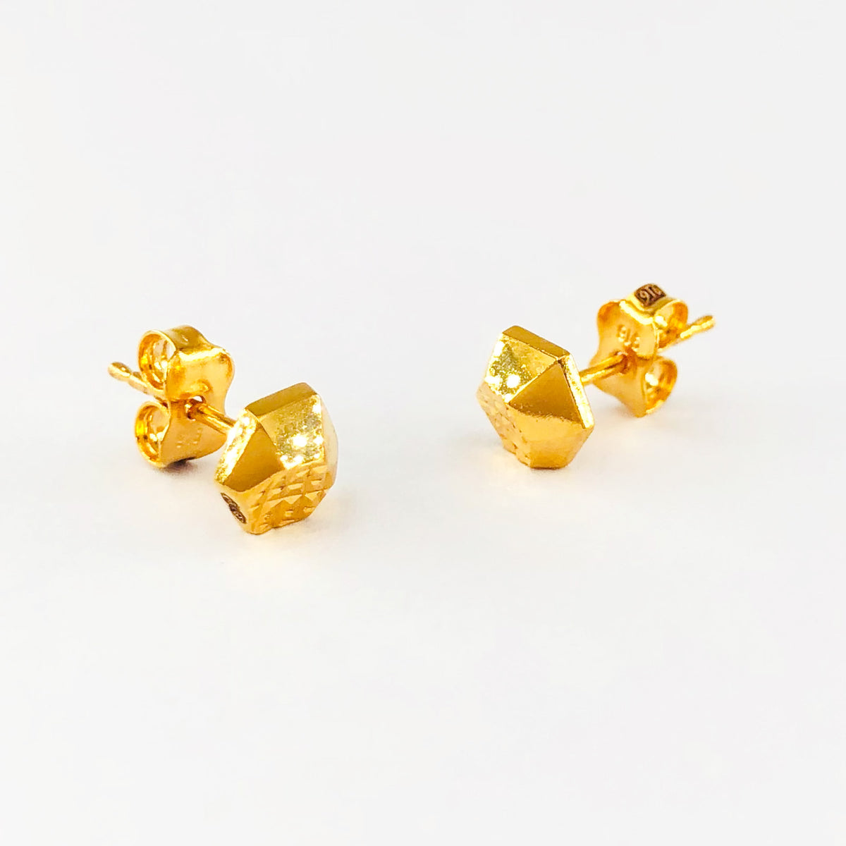 Arthesdam Jewellery 916 Gold Pyramid Hexagon Earrings