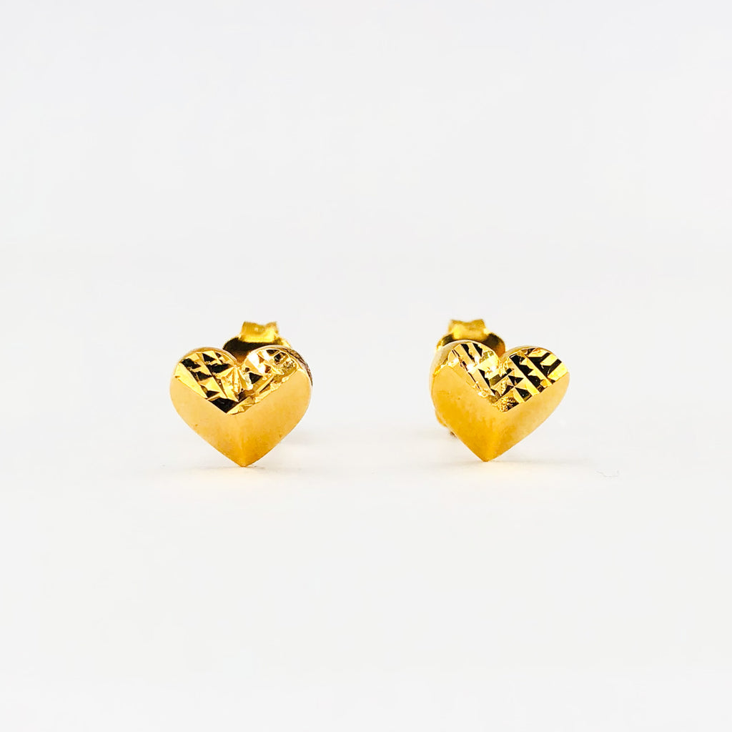 Arthesdam Jewellery 916 Gold Pyramid Heart Earrings