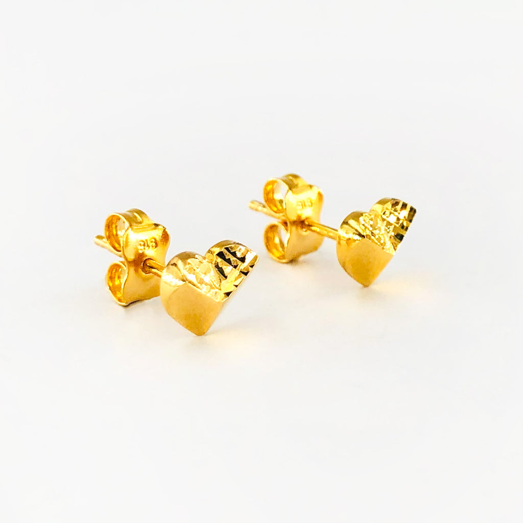 Arthesdam Jewellery 916 Gold Pyramid Heart Earrings