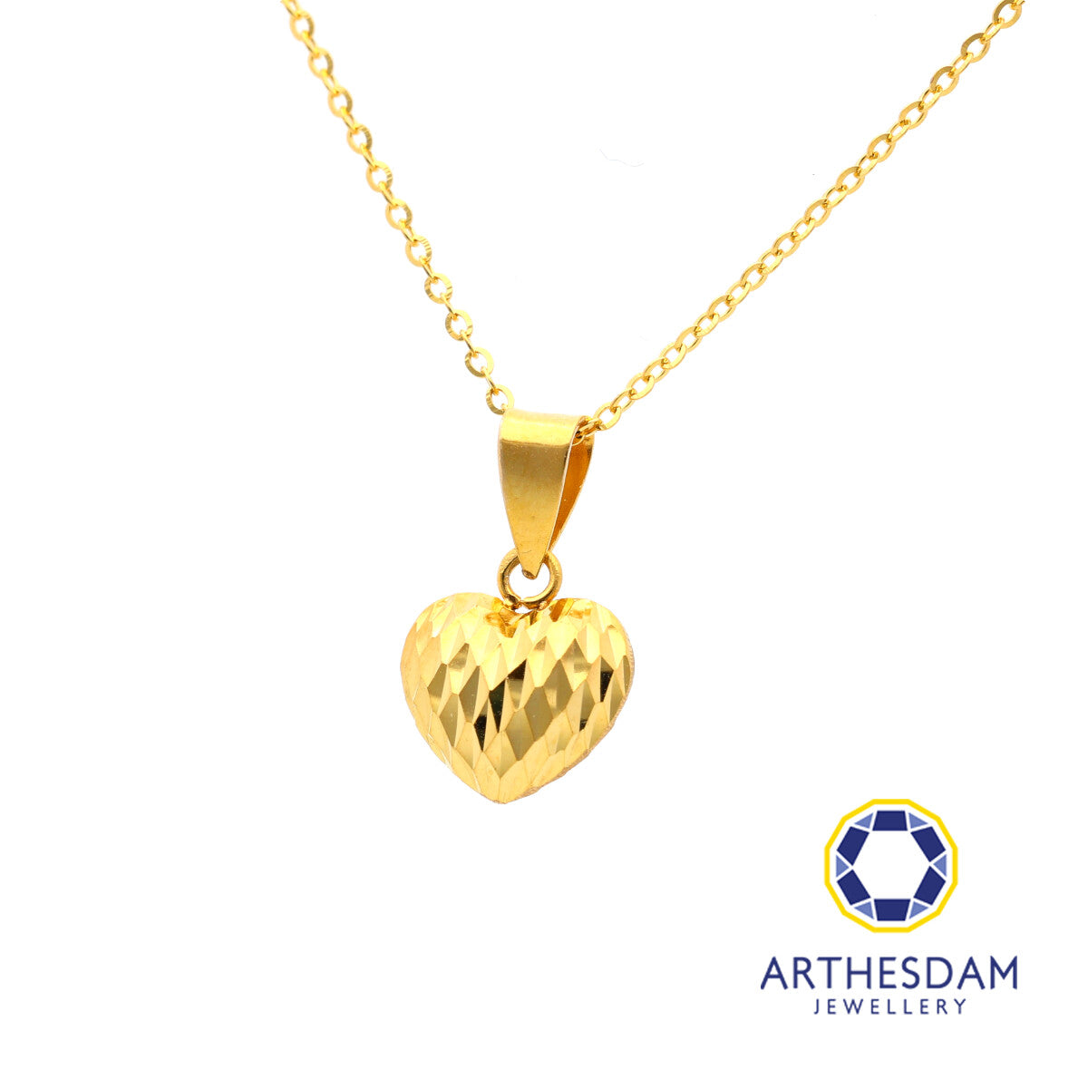 Arthesdam Jewellery 916 Gold Multi-faceted Dainty Heart Pendant